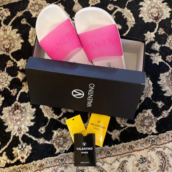 Valentino Shoes - Cute pink and white Authentic Valentino slides!